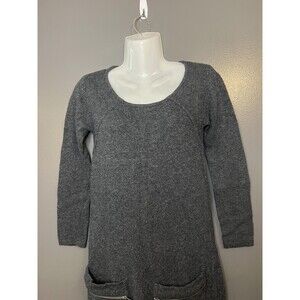 Zara Sweater Dress Womens Small Gray Knit Long Sleeve Zip Pockets Short